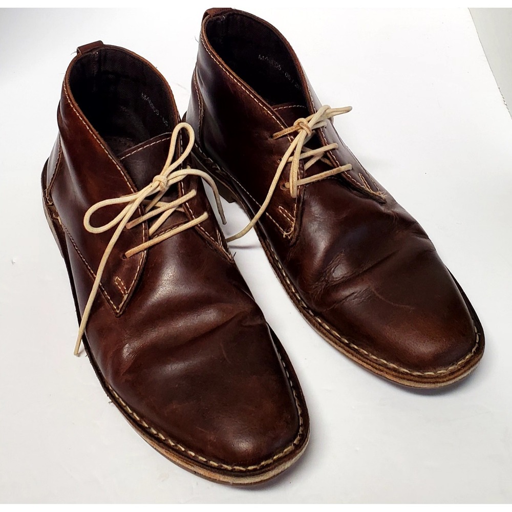 Michael Shannon Boot Chukka 9 Ashton Brown Lace Up Rubber Sole Stitch Contrast